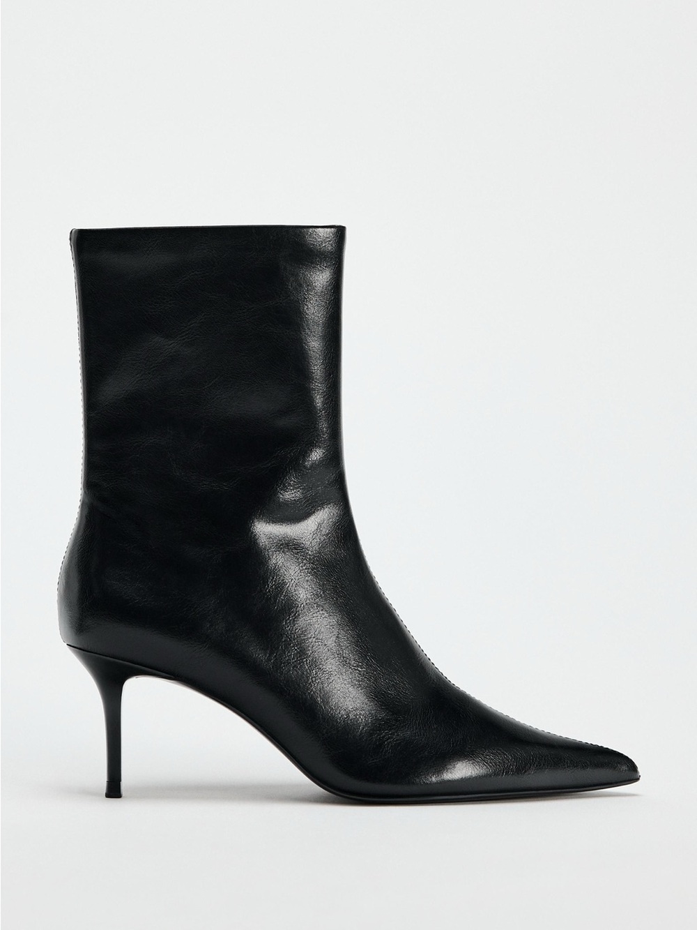 Zara Faux Patent Leather Heeled Ankle Bootie